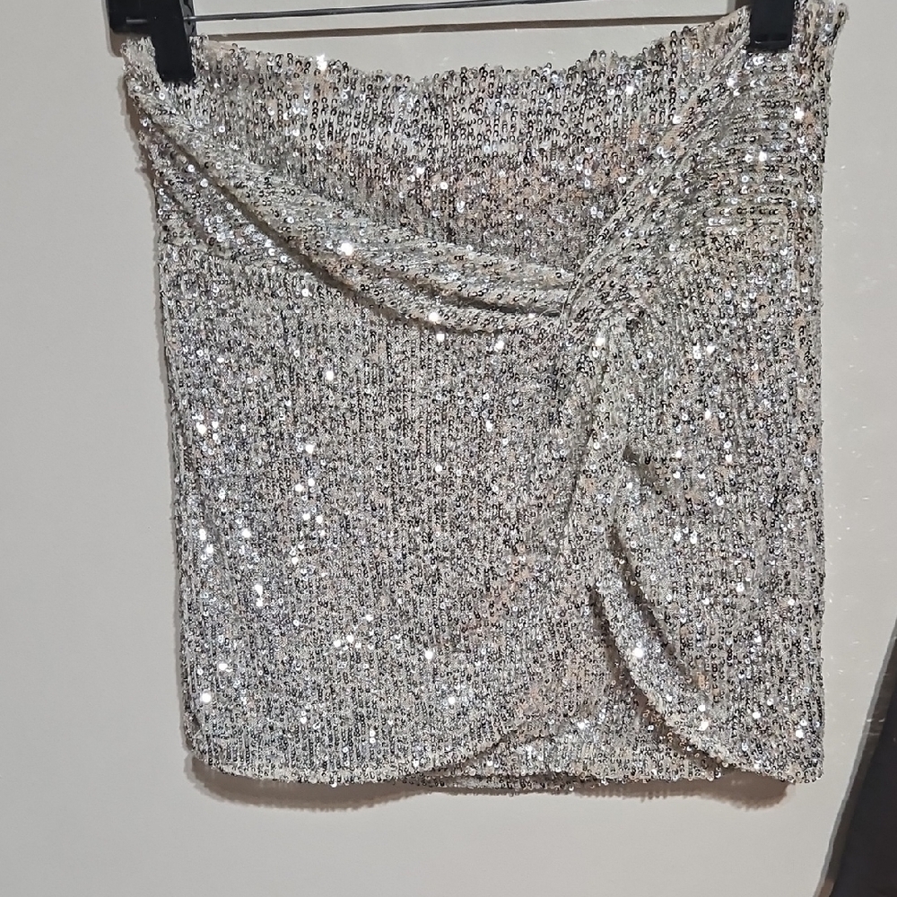 Silver Sequin Skirt